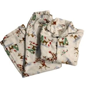 Pottery Barn Kids‎ Rudolph Christmas Flannel Pajamas Set Holiday Cozy Size 8